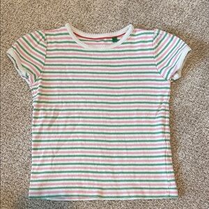 Boden Pink and Green Striped Short-Sleeve Tee